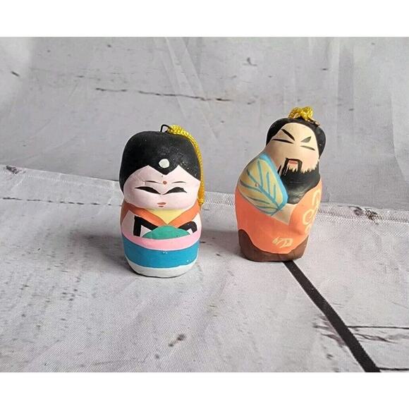 Adorable Vintage Clay Figurines Miniature Ornaments 2 Huishan Chinese Folk Art - Picture 1 of 10